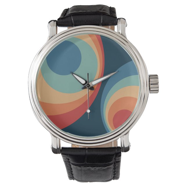 Colorful retro circles design watch (Front)