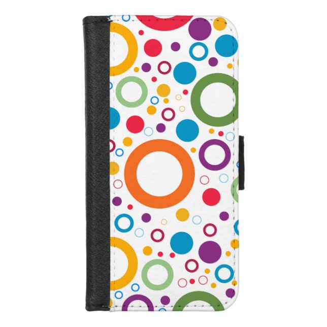 Colorful Retro Circles iPhone Wallet Case (Front)