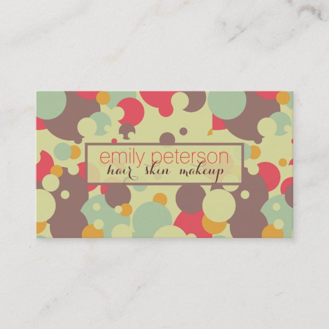 Colorful Retro Circles Pattern Business Card (Front)