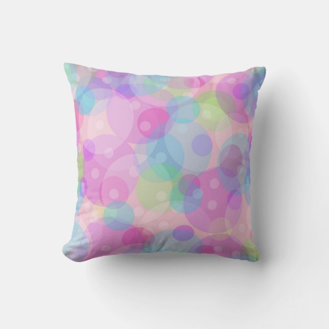 Colorful Retro Circles Pattern Throw Pillow (Front)