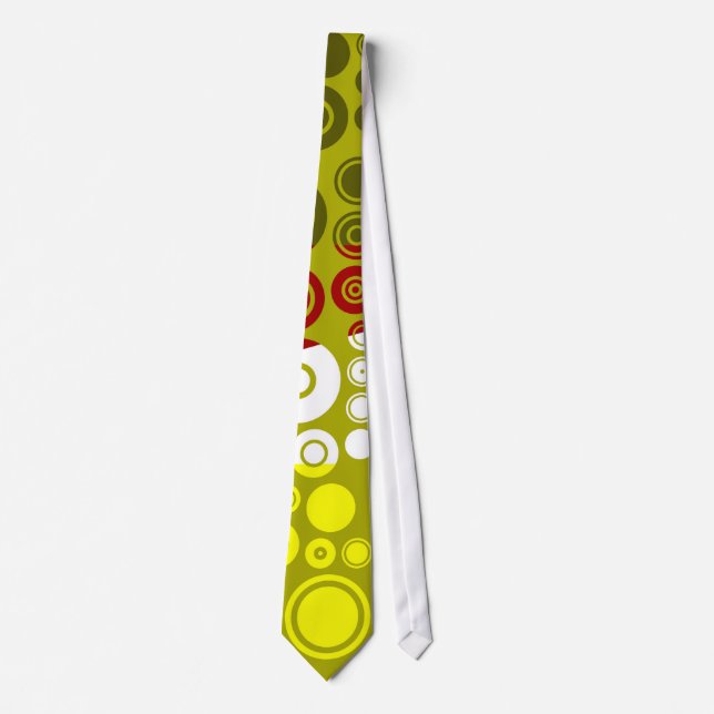 Colorful Retro Circles Pattern Tie (Front)