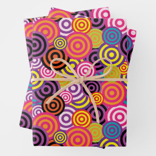 Colorful Retro Circles Pop Art Seamless Pattern Wrapping Paper Sheets