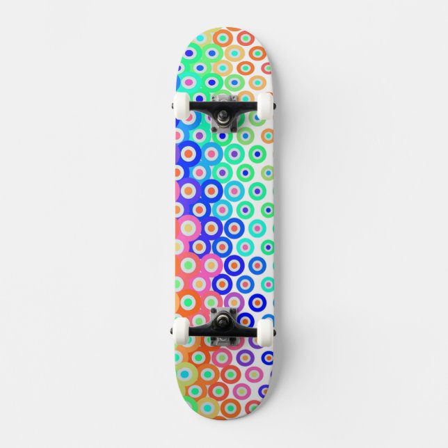 Colorful Retro Circles Skateboard Deck (Front)