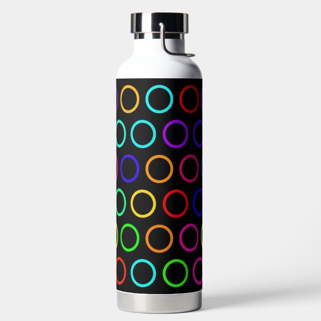 Colorful Retro Circles  Water Bottle (Left)
