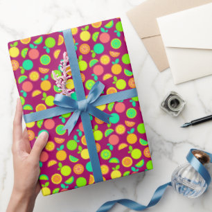 Colorful Retro Citrus Fruit Wrapping Paper