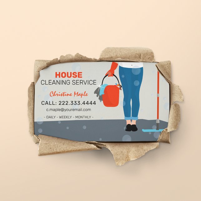 Colorful Retro Cleaning Service Business Card (Creator Uploaded)