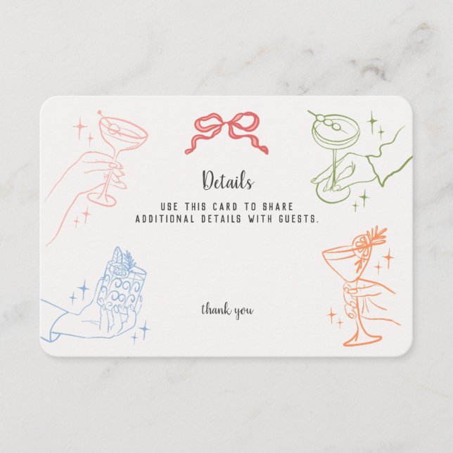 Colorful Retro Cocktail Party Details Insert (Front)