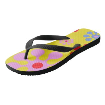 Colorful Retro Colorful Hippie Flowers Flip Flops by macdesigns2 at Zazzle