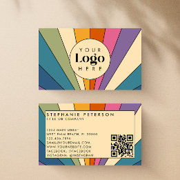 Colorful Retro Custom Logo QR Code Template Business Card