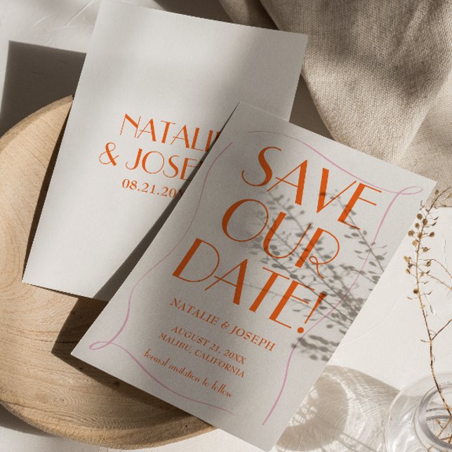 Colorful Retro Cute Bright Vintage Unique Wedding Save The Date (Creator Uploaded)