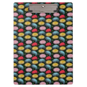 Colorful Retro Daisy Floral Pattern Whimsical  Clipboard