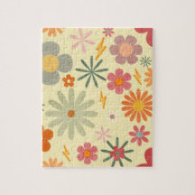 Colorful Retro Daisy Flowers jigsaw Puzzle