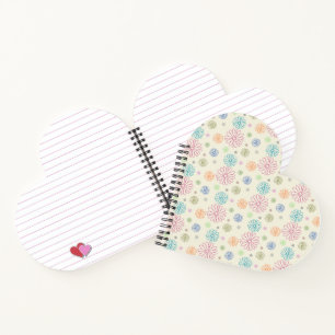 Colorful Retro Daisy Heart-Shaped Lined Notebook