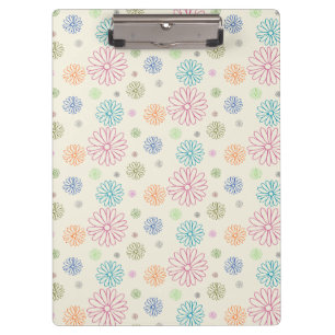 Colorful Retro Daisy Heart-Shaped Lined Notebook Clipboard