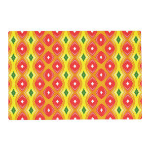 Colorful retro diamond stripes pattern placemat