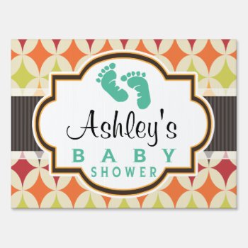 Colorful Retro Diamonds Pattern Baby Shower Yard Sign by Favors_and_Decor at Zazzle