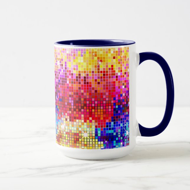 Colorful Retro Disco-Ball Mirrors Pattern Mug (Right)
