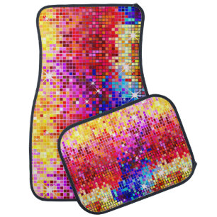 Colorful Retro Disco Glitter Car Floor Mat