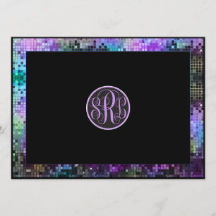 Colorful Retro Disco Glitter Geometric Pattern Invitation