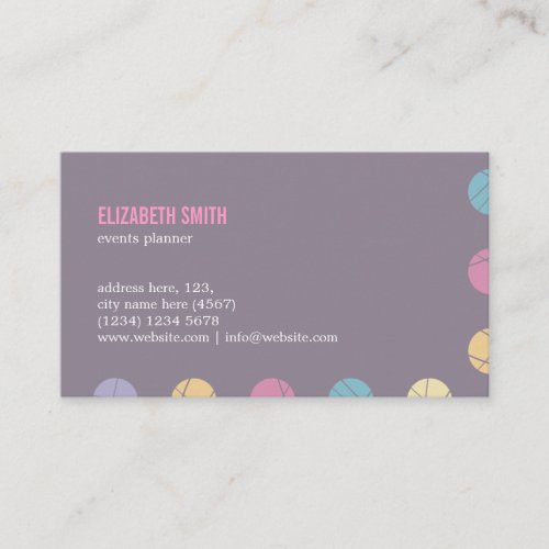 Colorful retro dots geometric abstract purple business card