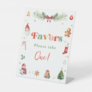 Colorful Retro Favors Please Take One Birthday Pedestal Sign