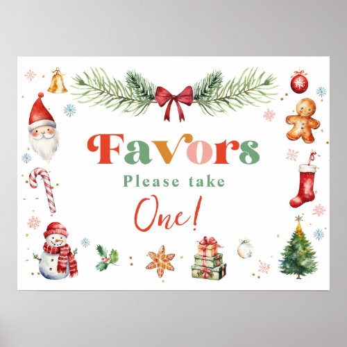 Colorful Retro Favors Please Take One Birthday Poster