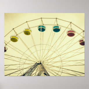 Colorful Retro Ferris Wheel Poster