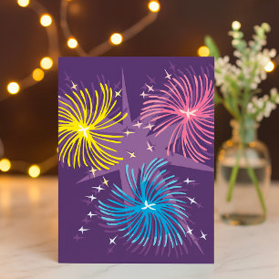 Colorful Retro Fireworks Burst Invitation