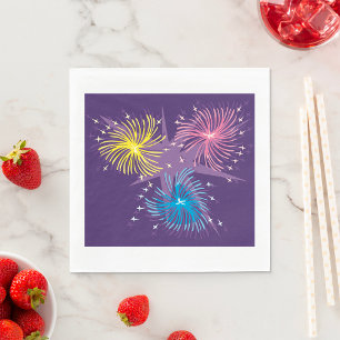 Colorful Retro Fireworks Burst Napkins