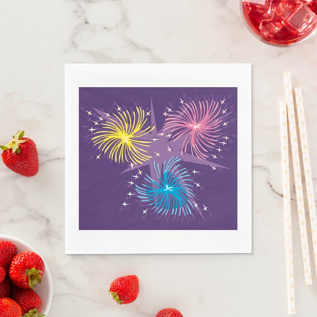 Colorful Retro Fireworks Burst Napkins (Creator Uploaded)
