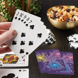 Colorful Retro Fireworks Burst Poker Cards