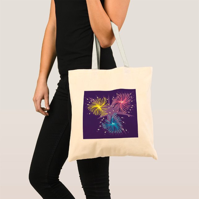 Colorful Retro Fireworks Burst Tote Bag (Creator Uploaded)