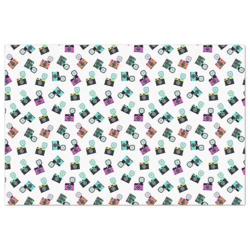 Colorful Retro Flash Camera Pattern  Tissue Paper