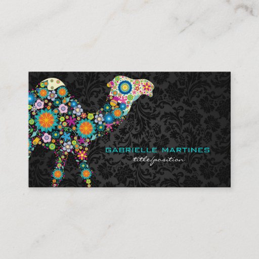 Customizable Colorful Retro Floral Camel &amp; Black Damasks Business Card