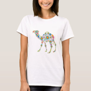 Colorful Retro Floral Camel T-Shirt