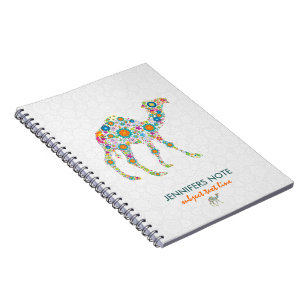 Colorful Retro Floral Camel & White Damasks Notebook