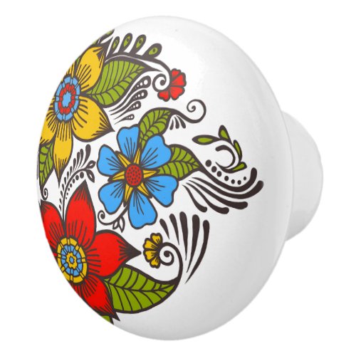 Colorful Retro Floral  Ceramic Knob