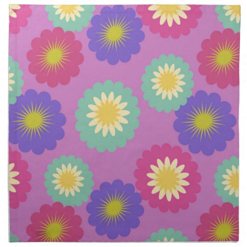 Colorful Retro Floral Cloth Napkin