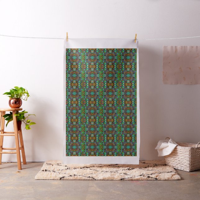 Colorful Retro Floral Collage Geometric Pattern Fabric (In Situ)