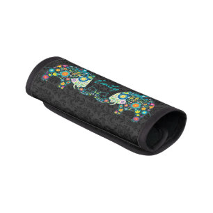 Colorful Retro Floral Elephant Black Damasks Luggage Handle Wrap