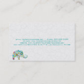 Colorful Retro Floral Elephant & White Damasks Business Card (Back)