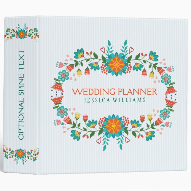 Colorful Retro Floral Frame Binder (Front/Spine)