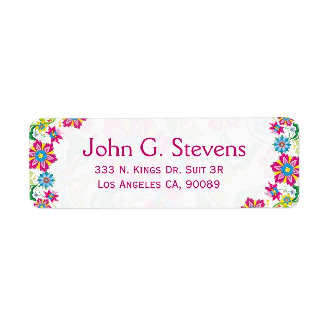 Colorful Retro Floral Frame Label (Front)