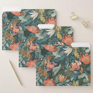 Colorful Retro Floral Monogram  File Folder