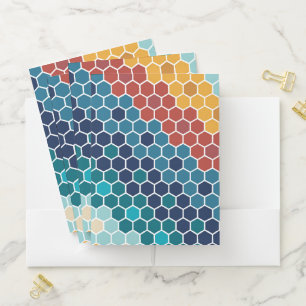 Colorful Retro Floral Mosaic Hexagon Pattern Pocket Folder