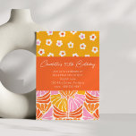 Colorful Retro Floral Orange 50th Birthday Party  Invitation<br><div class="desc">This bright and bold 50th birthday party invitation features a retro floral design in yellow,  orange,  and pink. Age can be changed.</div>