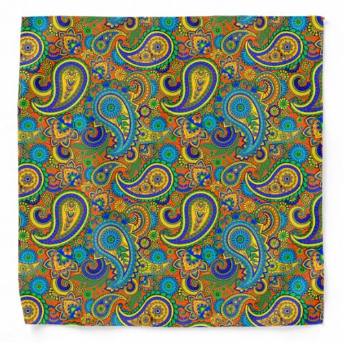 Colorful Retro Floral paisley Pattern Bandana