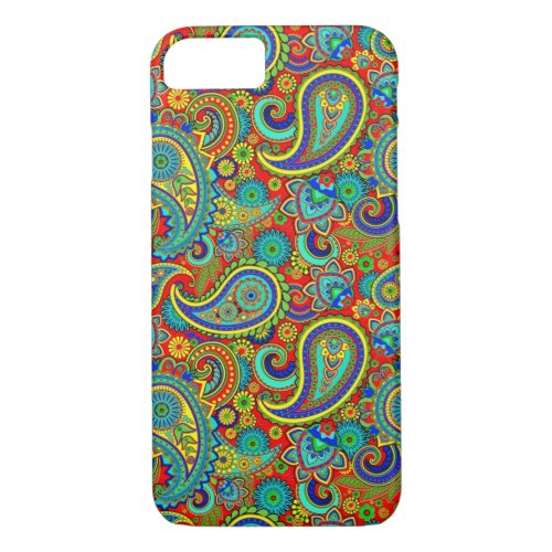 Colorful Retro Floral paisley Pattern iPhone 87 Case