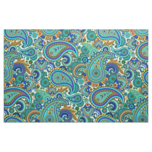 Colorful Retro Floral Paisley Pattern Fabric