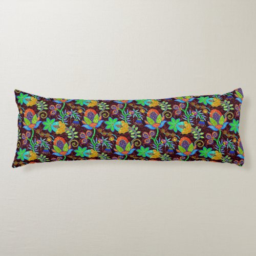 Colorful Retro Floral Pattern Body Pillow